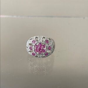 Elegant Silver and Pink Gemstone Ring